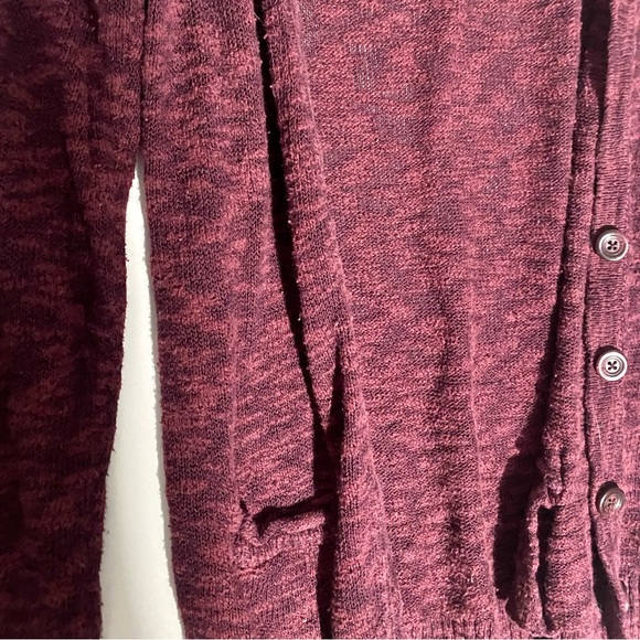 Mudd Heathered Maroon Chunky Knit Button-Down Cardigan - Picture 4 of 4